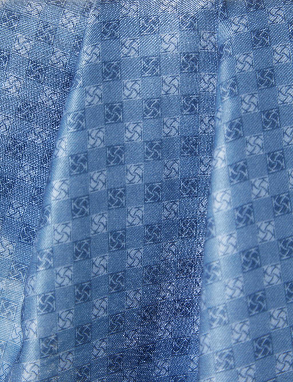 Checkered Monogram Pattern Shawl Indigo