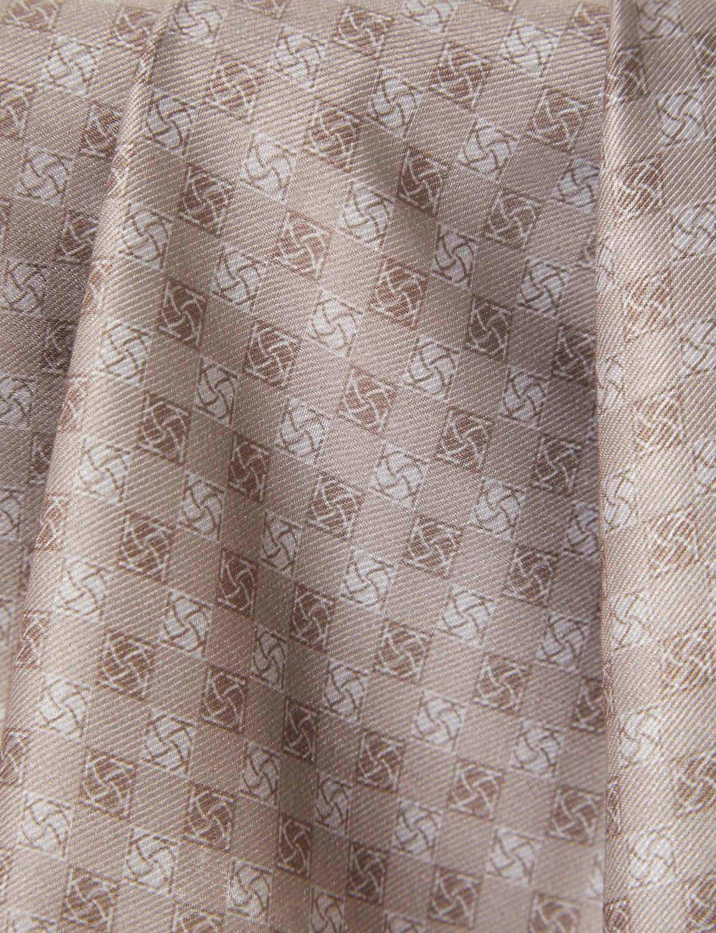 Checkered Monogram Pattern Shawl Light Brown