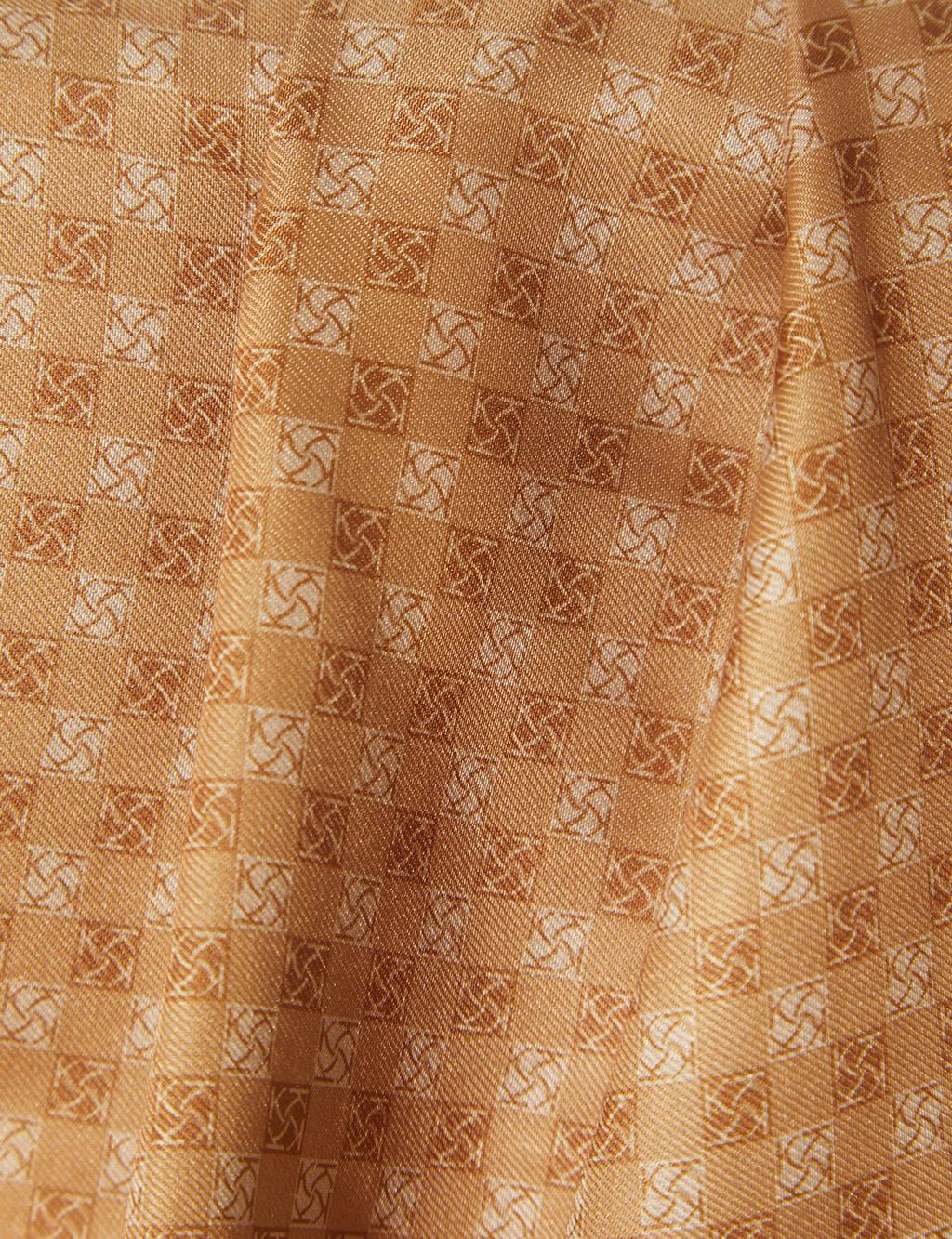 Checkered Monogram Pattern Shawl Mustard