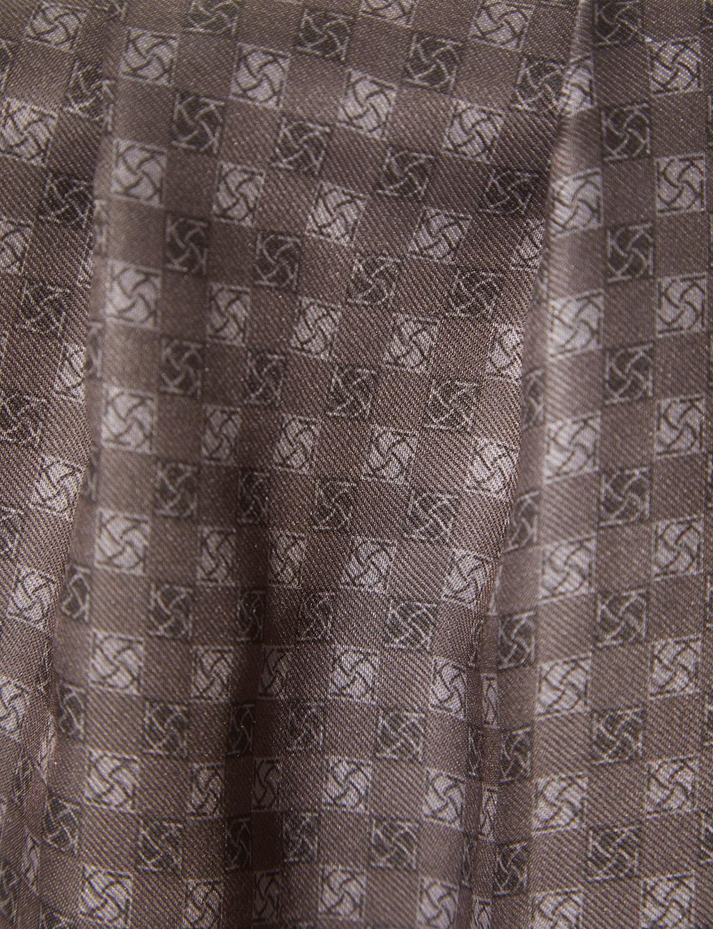 Checkered Monogram Pattern Shawl Mink