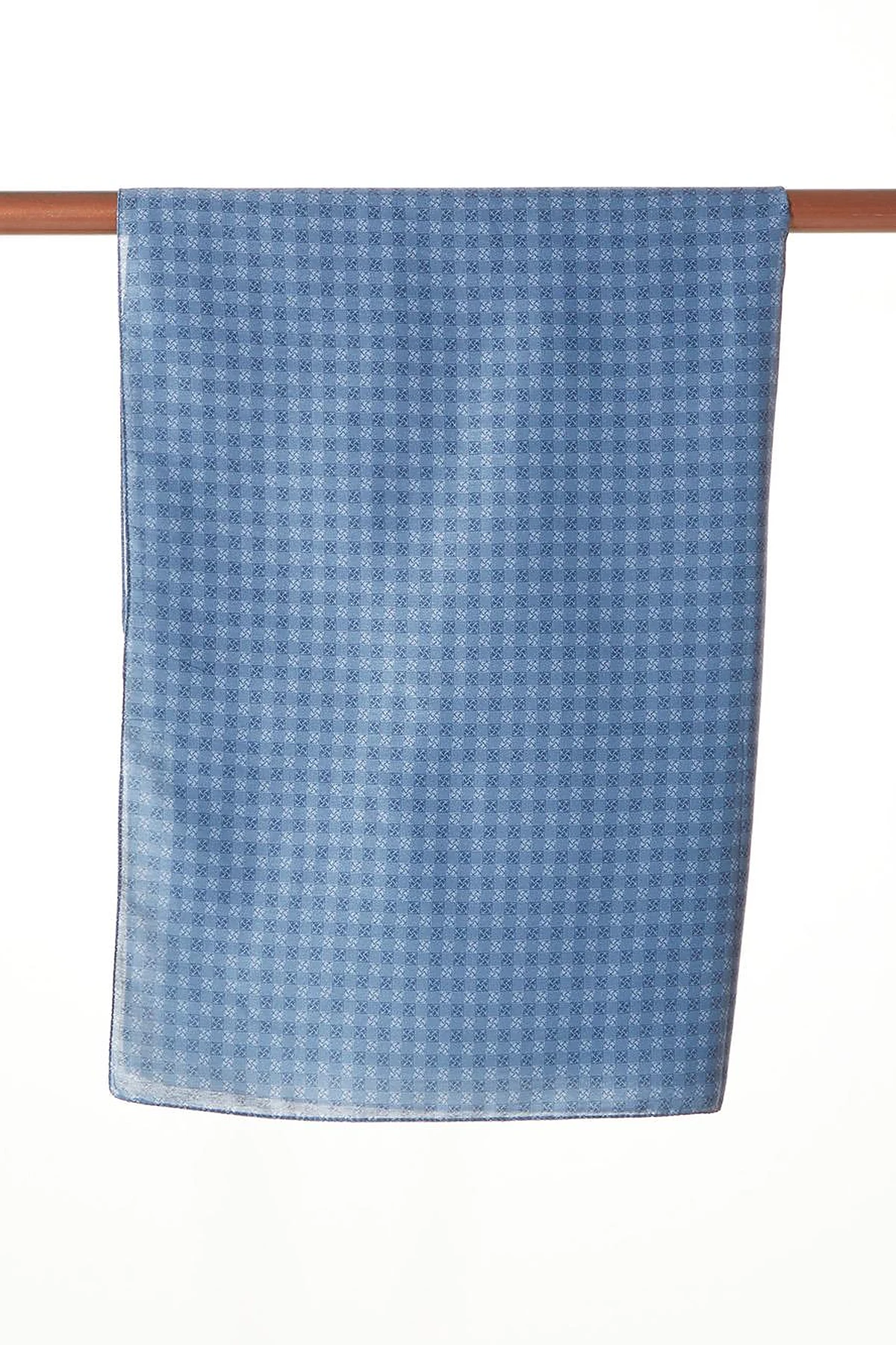 Checkered Monogram Pattern Shawl Indigo