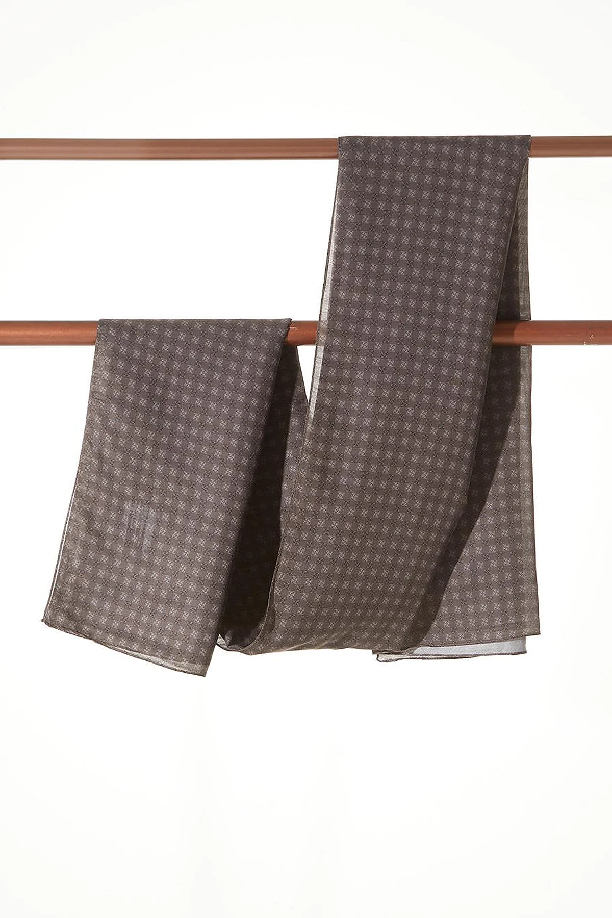 Checkered Monogram Pattern Shawl Mink
