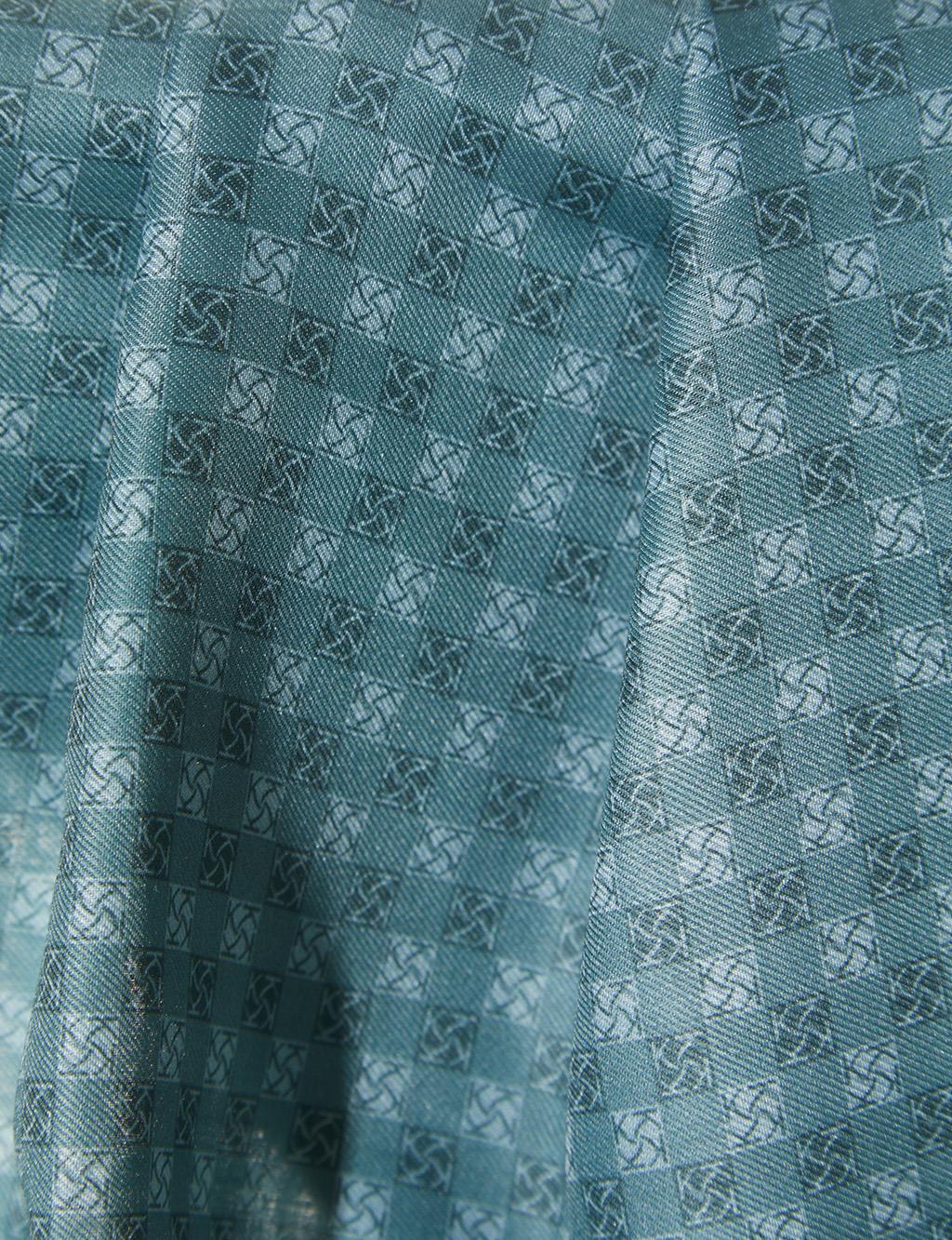 Checkered Monogram Pattern Shawl Green