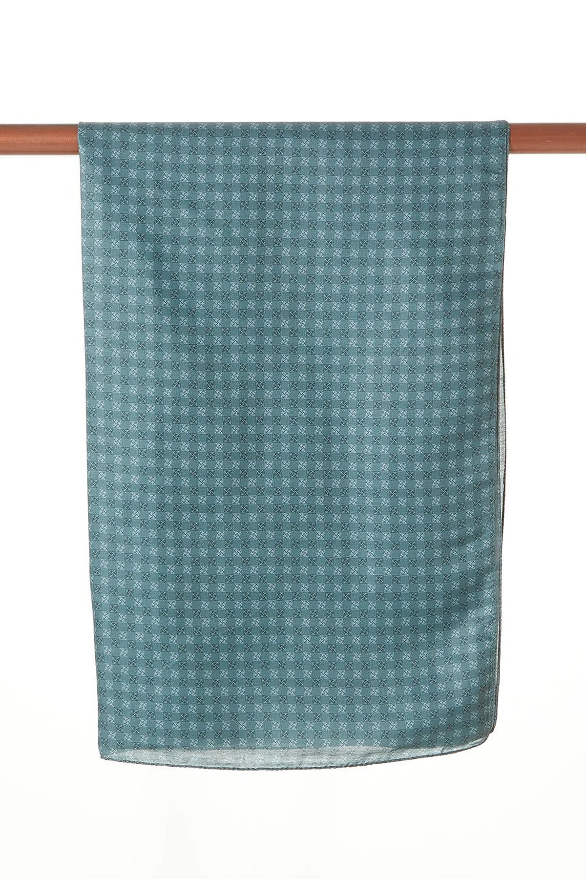 Checkered Monogram Pattern Shawl Green