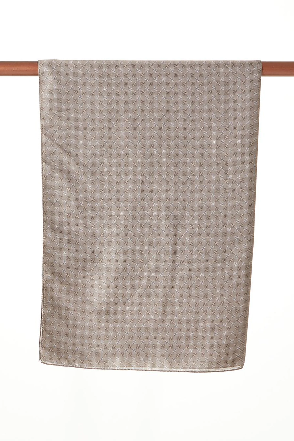 Checkered Monogram Pattern Shawl Light Brown