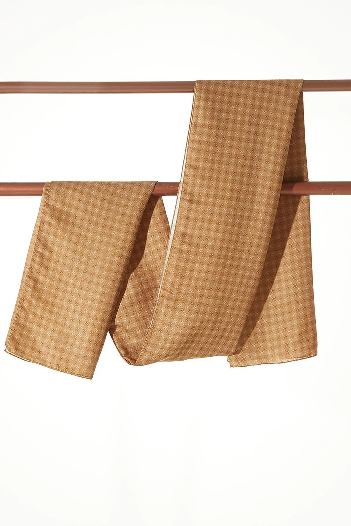 Checkered Monogram Pattern Shawl Mustard