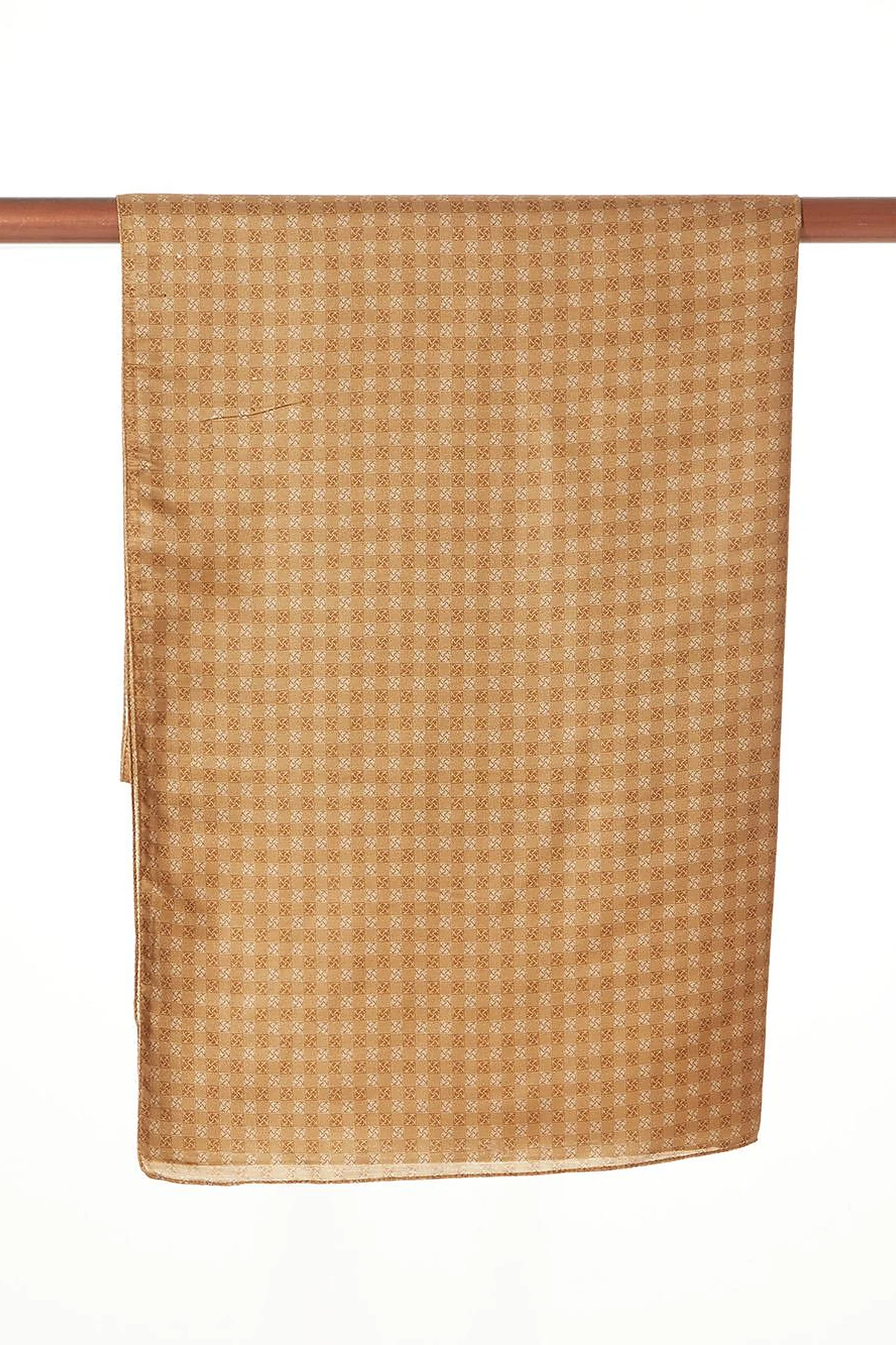 Checkered Monogram Pattern Shawl Mustard