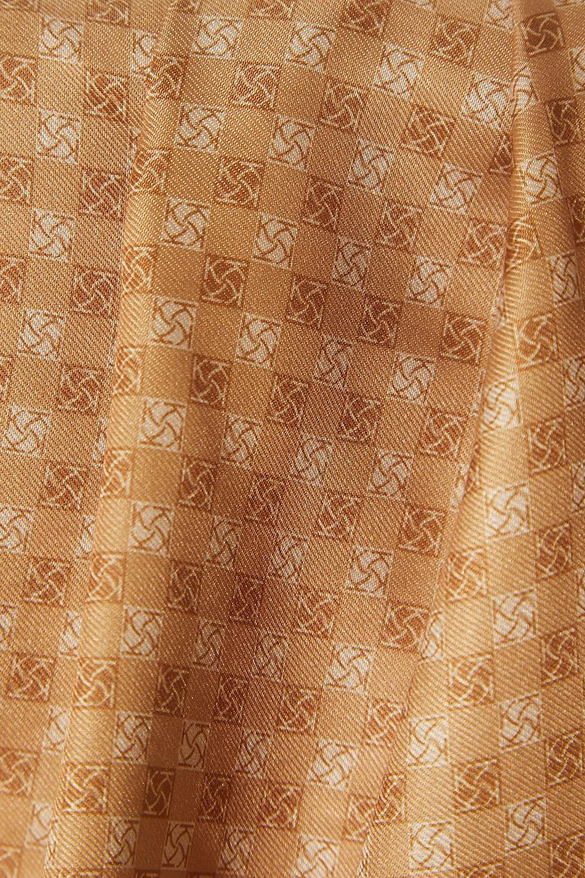 Checkered Monogram Pattern Shawl Mustard