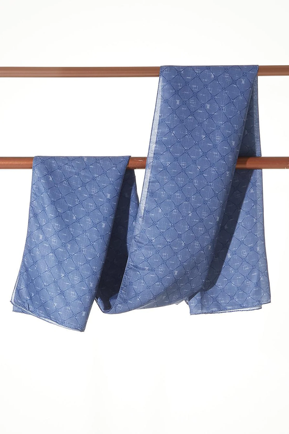 Monogram Patterned Shawl Indigo