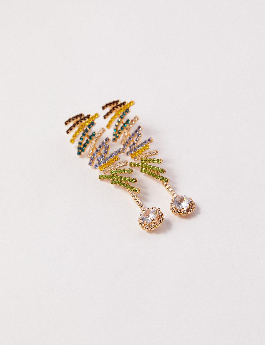 Colorful Stone Dangle Earrings Gold