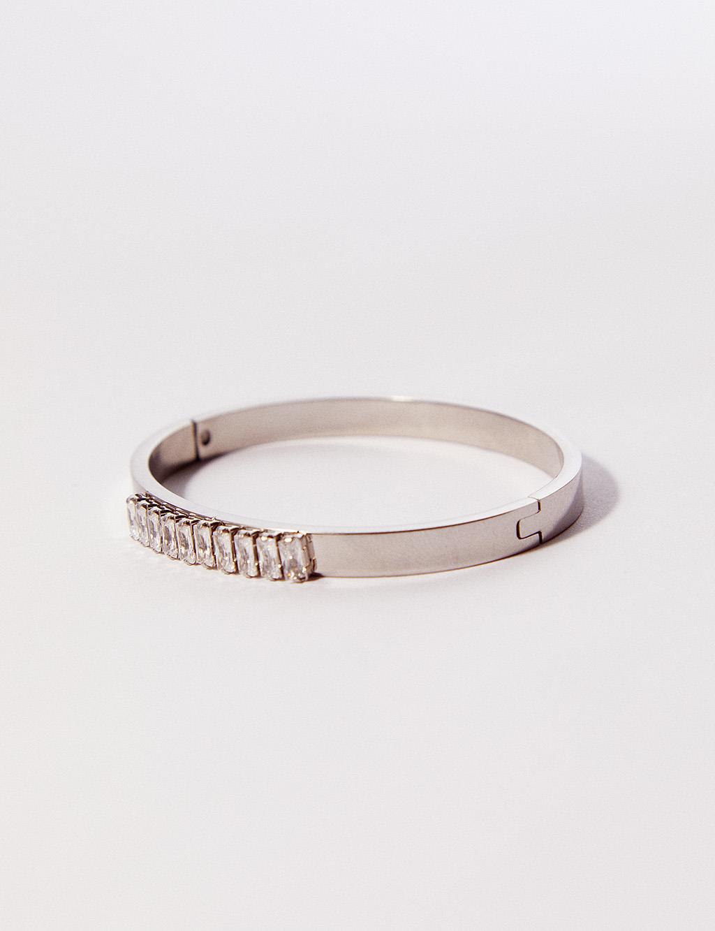 Stone Steel Bracelet Silver Color