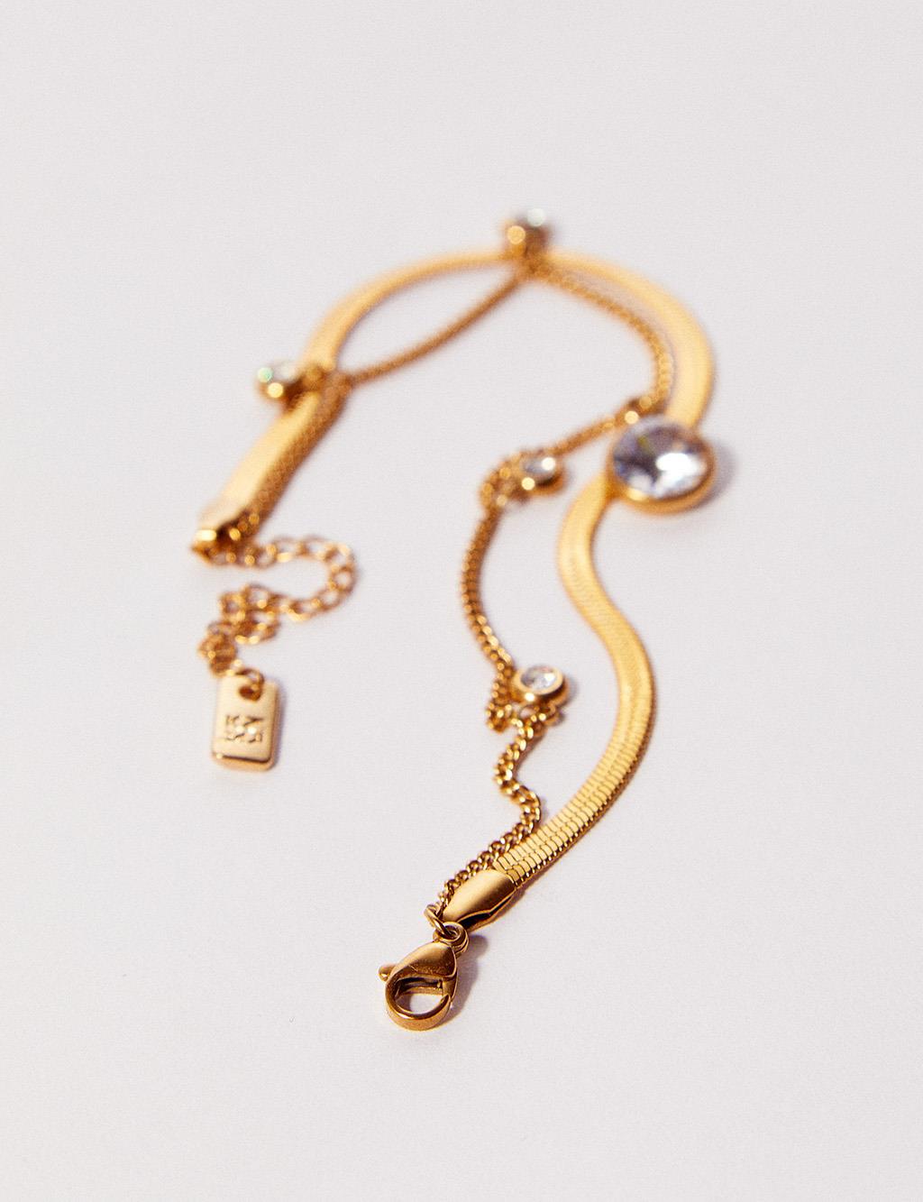 Stone Italian Chain Steel Bracelet Gold Color