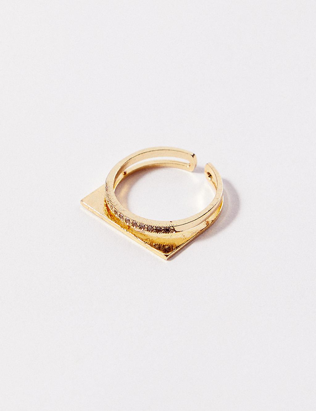 Adjustable Stone Ring Gold Color