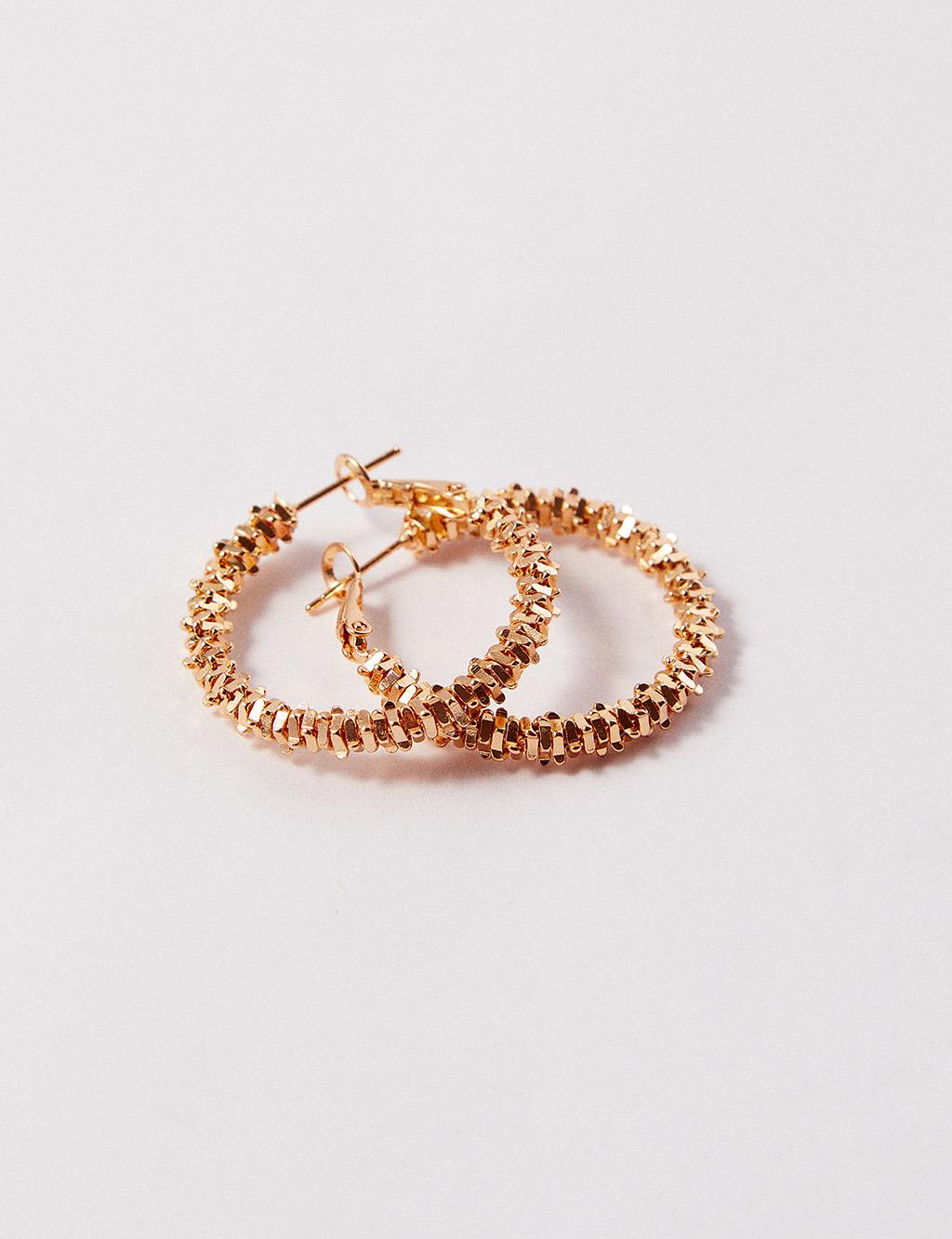 Metallic Hoop Earrings Gold Color
