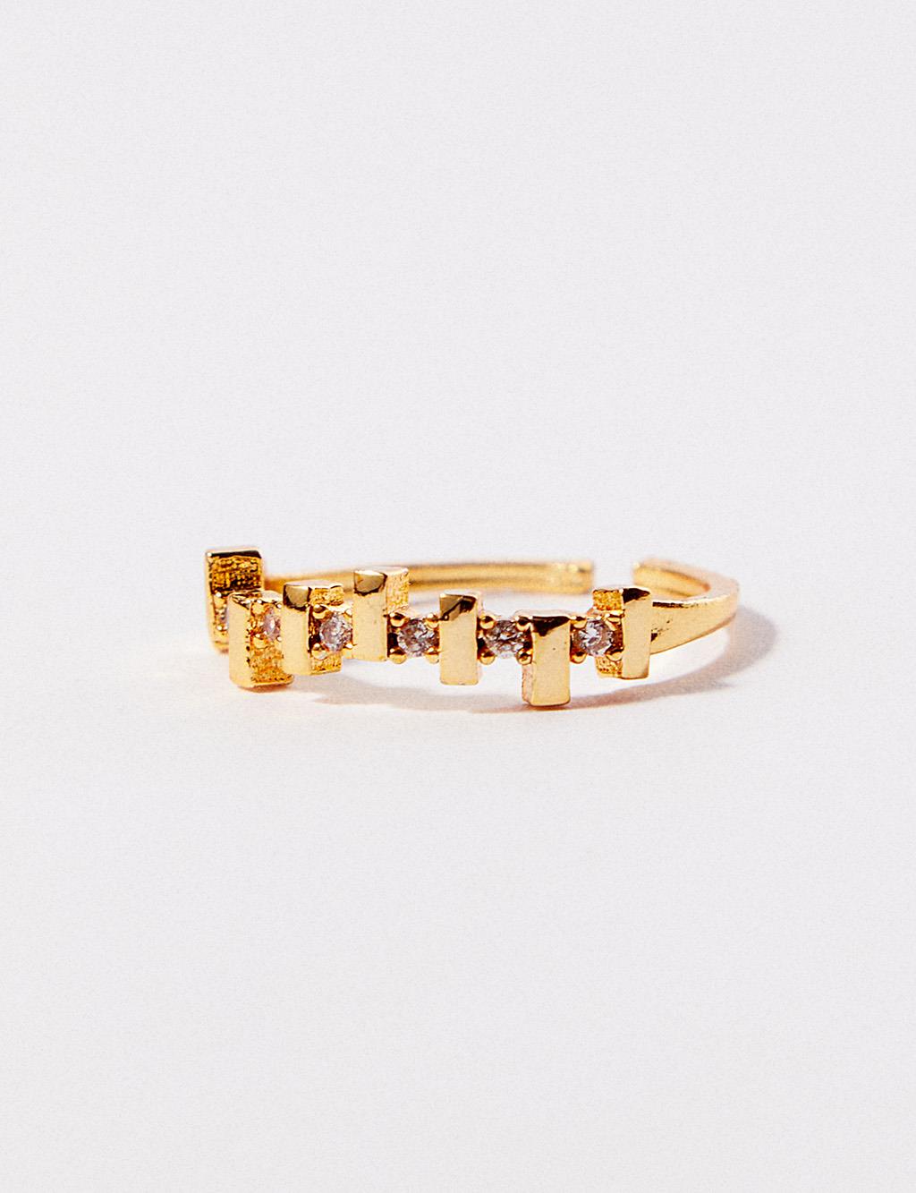Metal Part and Stone Ring Gold Color