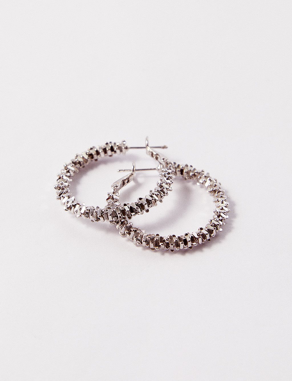 Metallic Hoop Earrings Silver