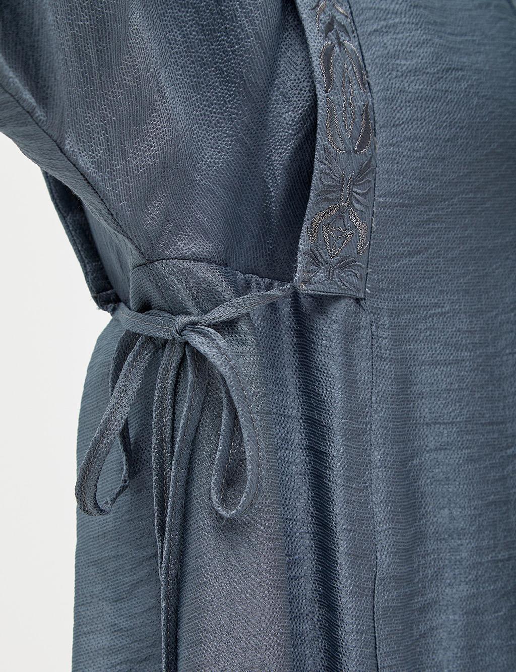 Embroidered Crinkle Tunic Teal