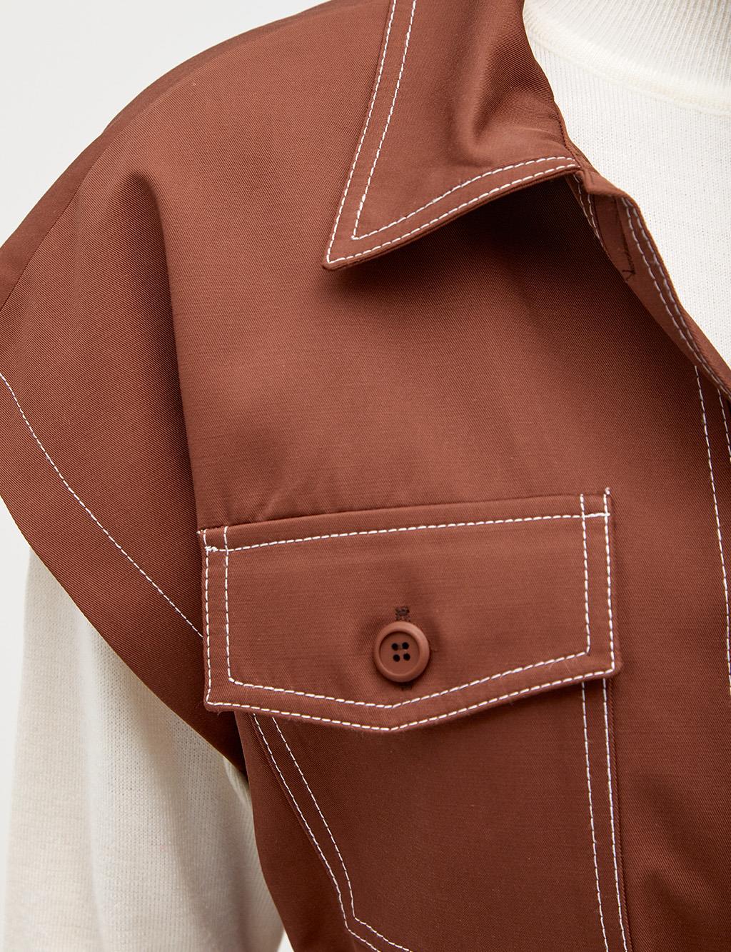 Punto Stitched Belted Vest Brown