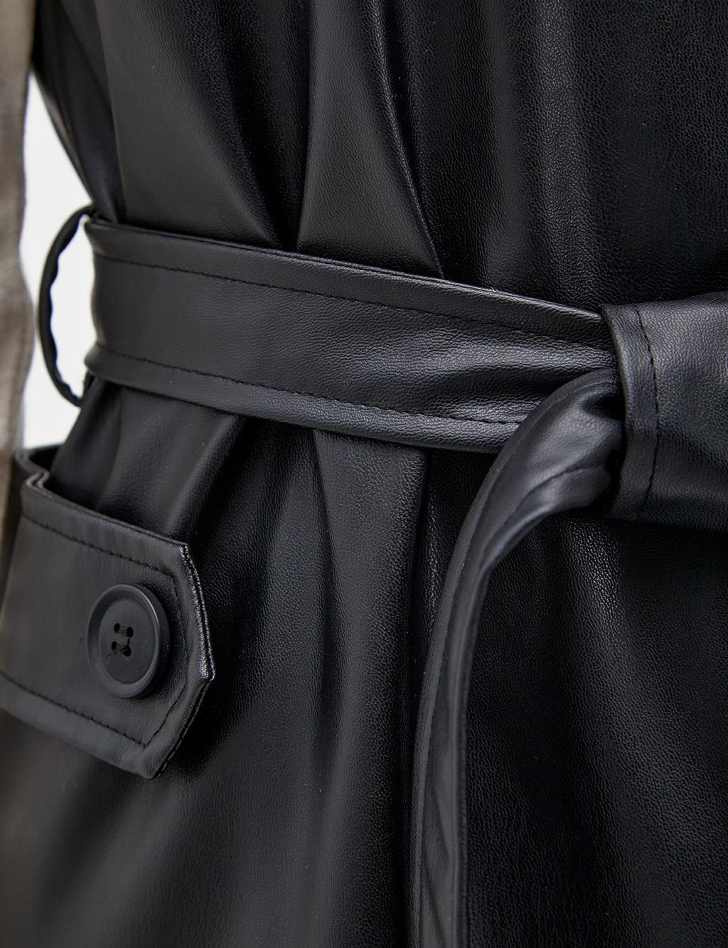 Belted Faux Leather Vest Black