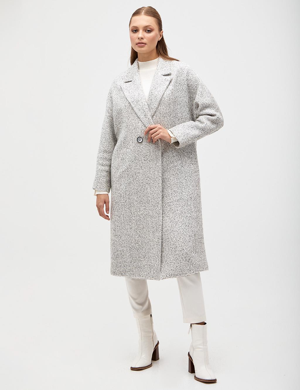 Double Buttoned Coat Grey-White