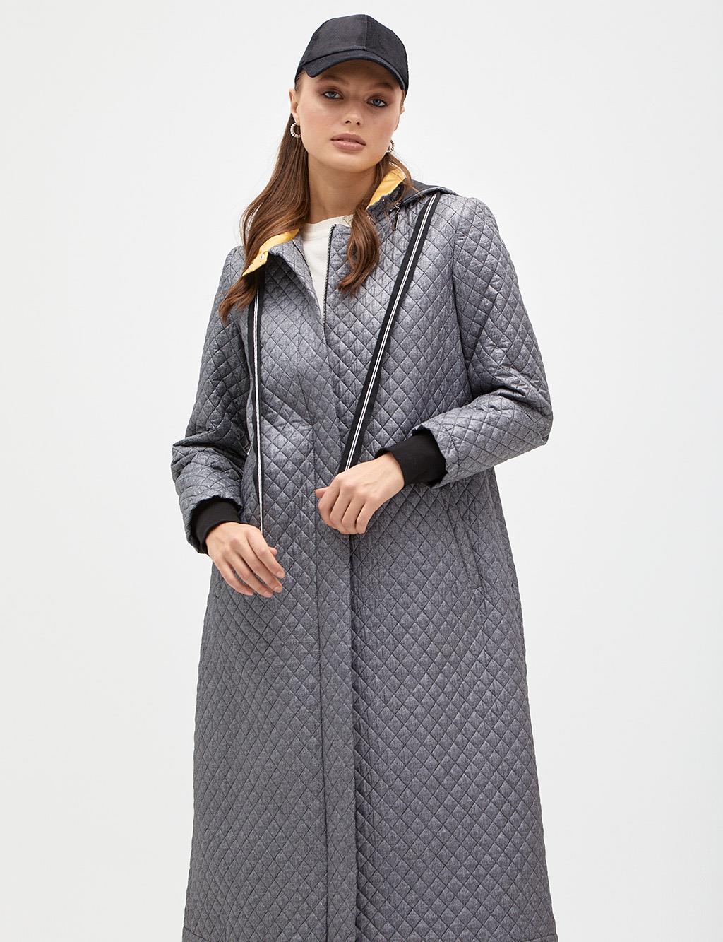 Quilted Sport Trench Coat Black