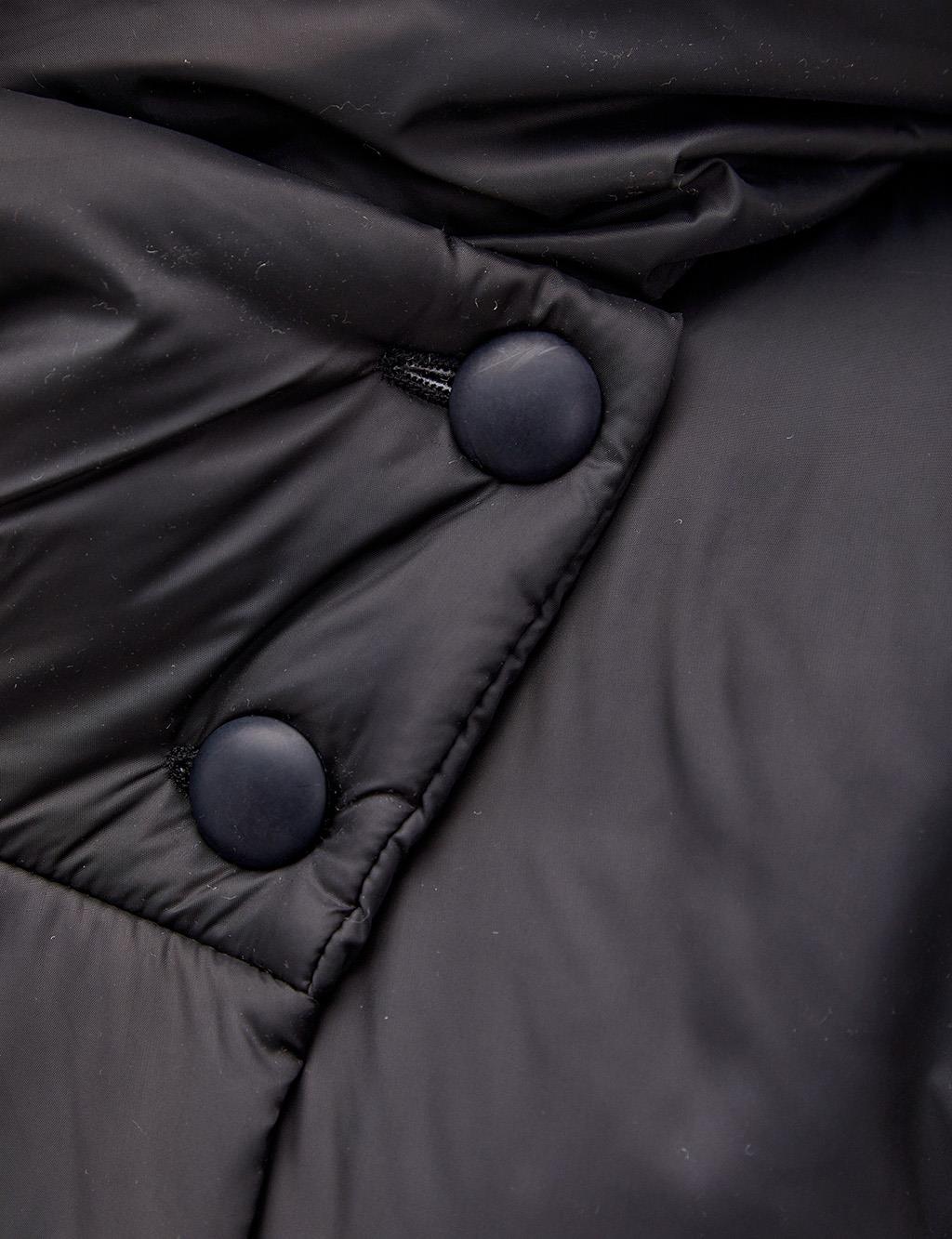 Hooded Grandad Collar Inflatable Coat Black