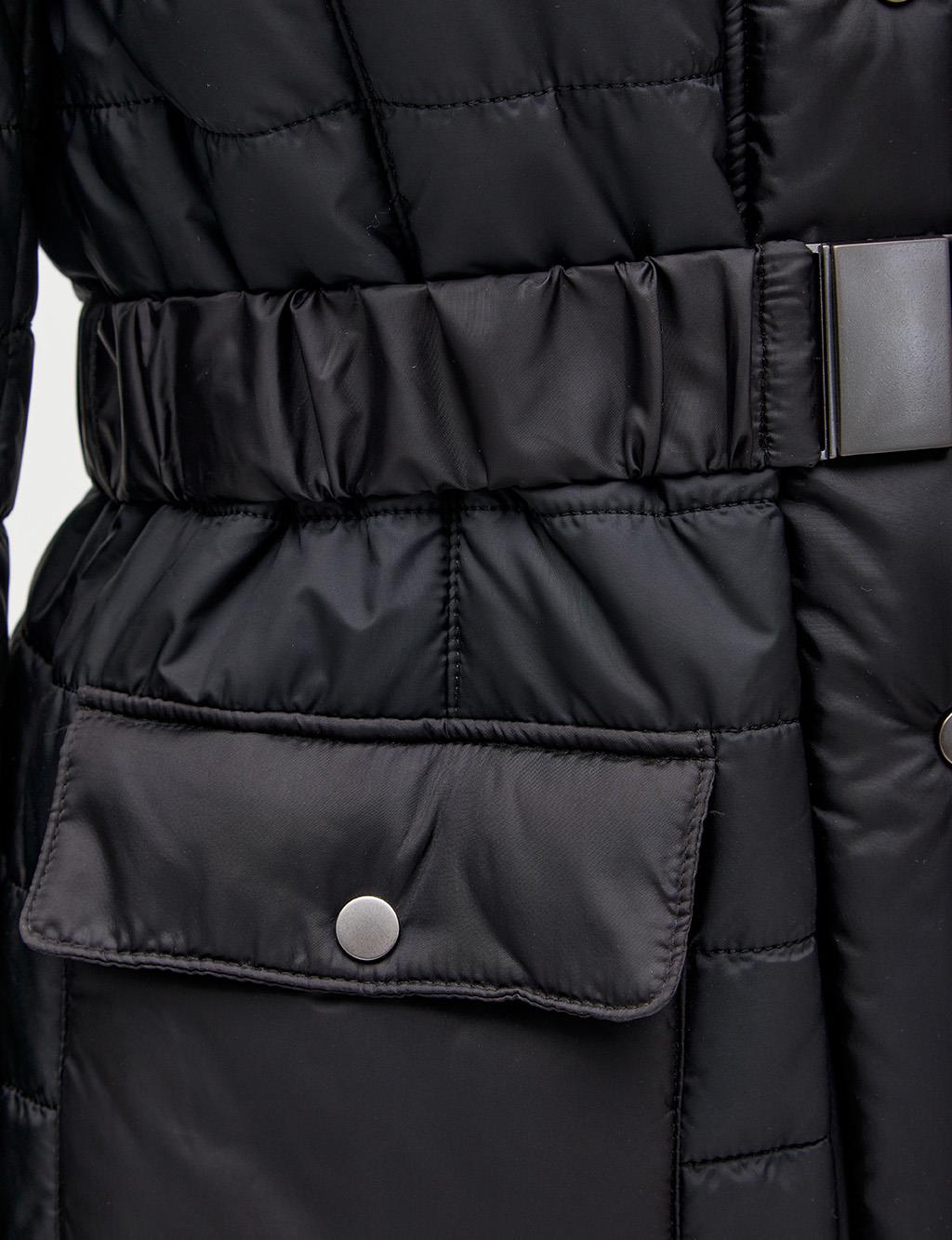 Snap Closure Inflatable Coat Black