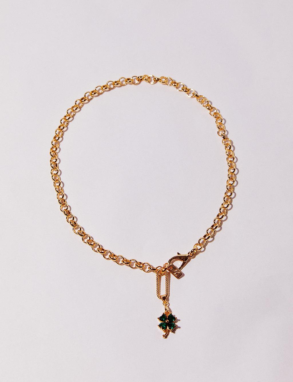 Clover Figured Chain Necklace Gold