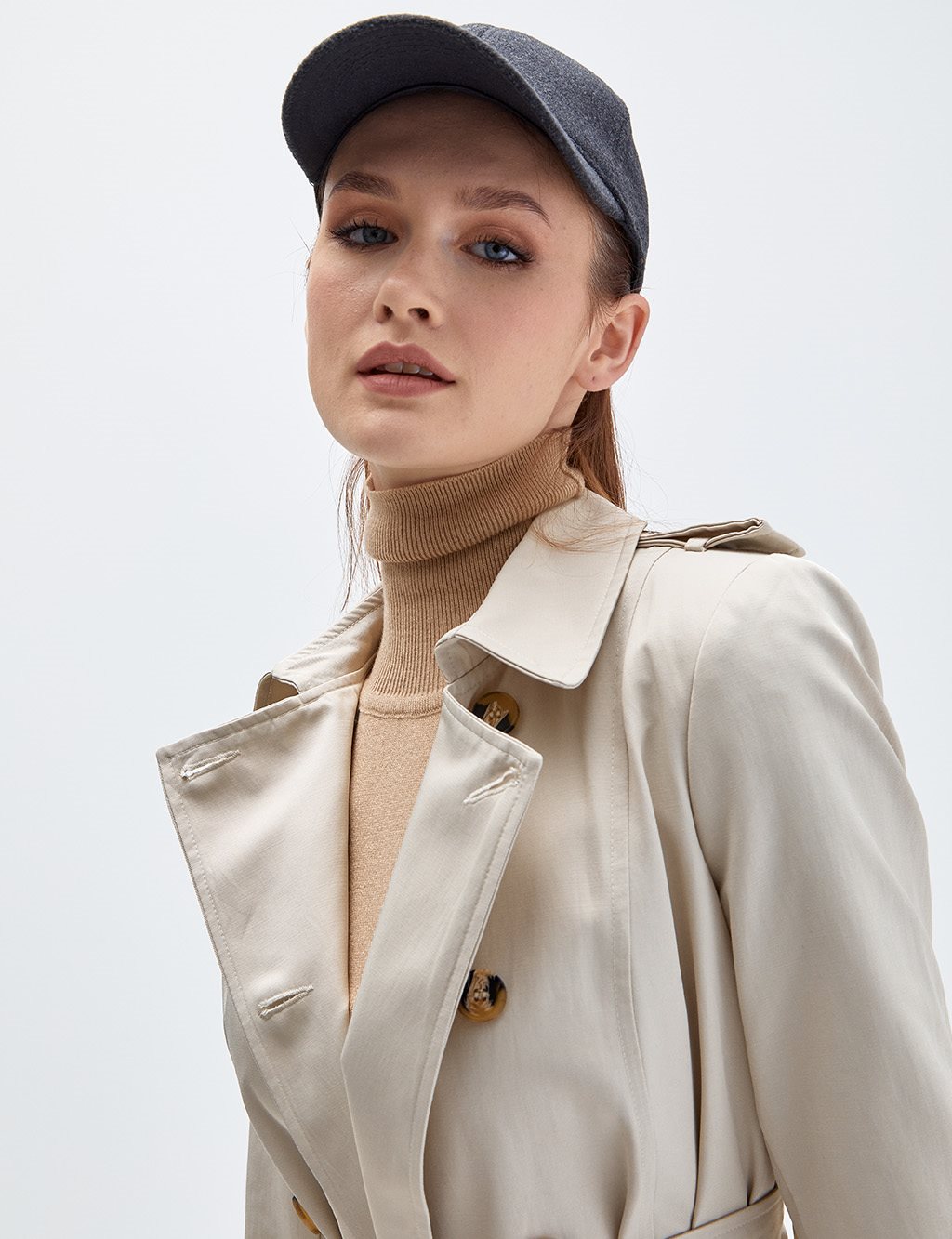 Double Beasted Trench Coat Cream