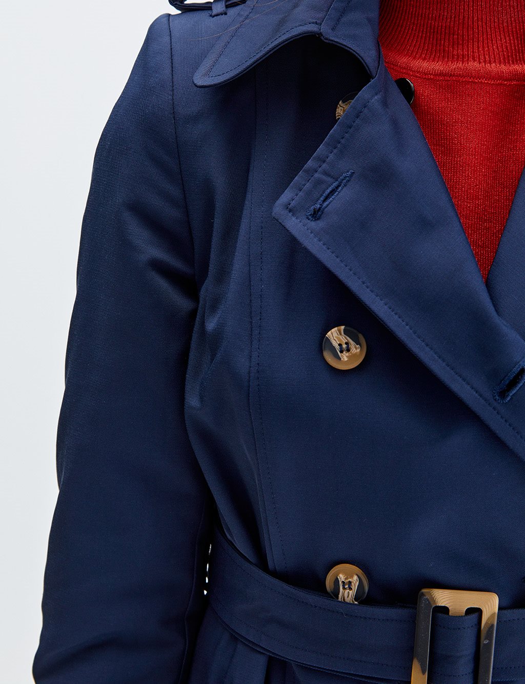 Double Beasted Trench Coat Navy Blue