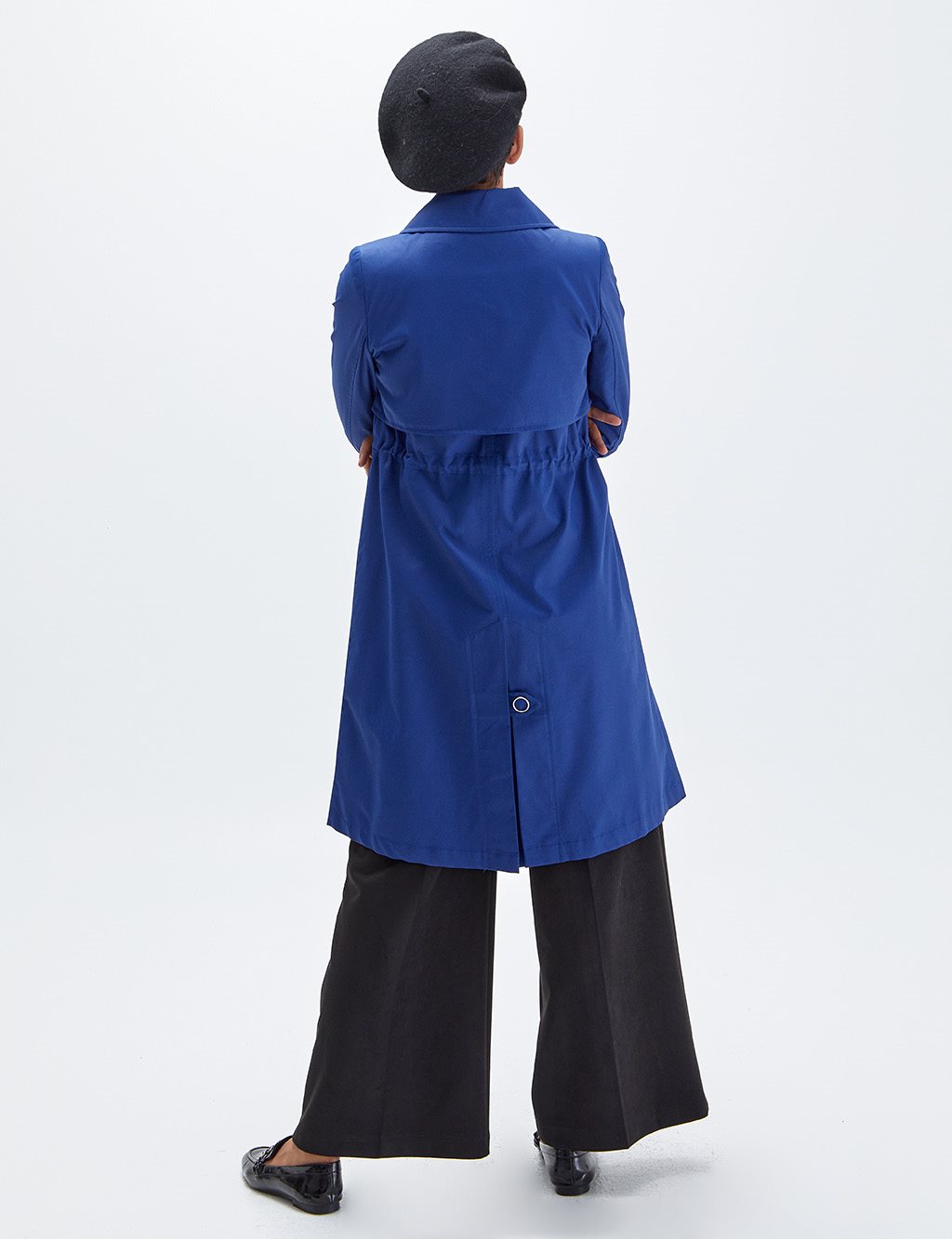 Snap Button Trench Coat Saxe Blue