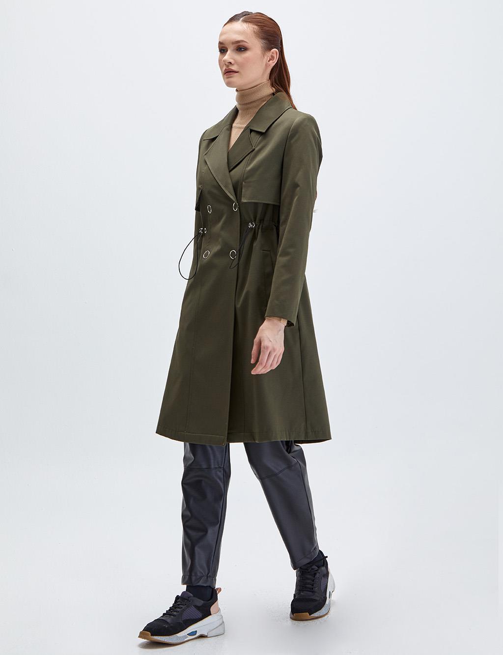 Snap Button Trench Coat Green