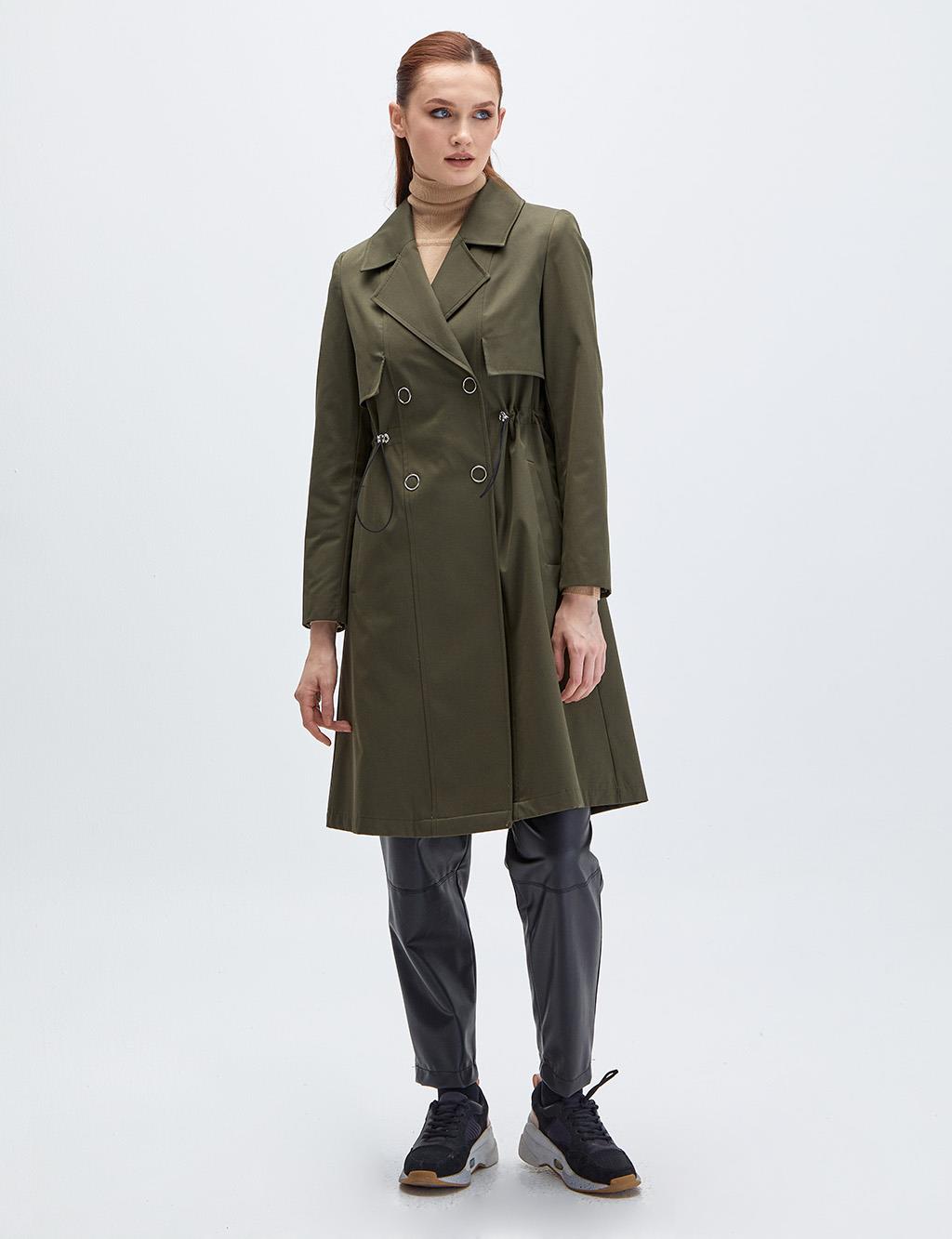 Snap Button Trench Coat Green