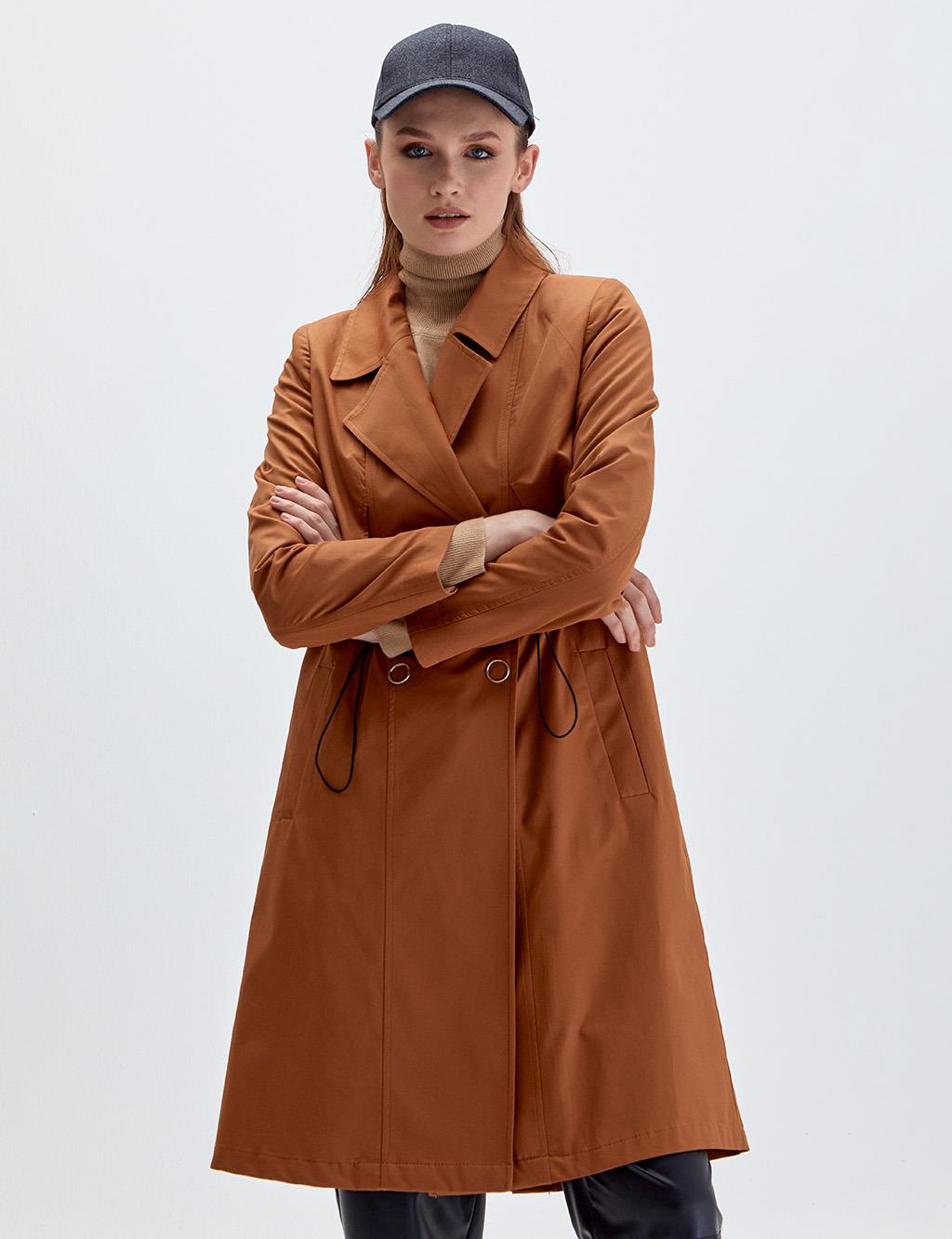 Snap Button Trench Coat Cinnamon