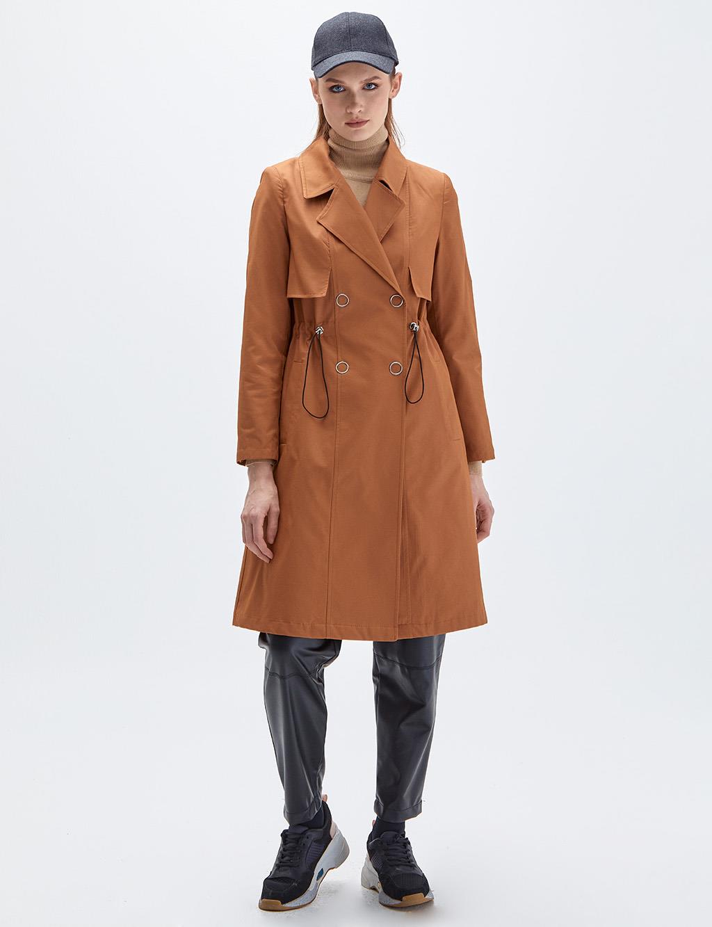 Snap Button Trench Coat Cinnamon