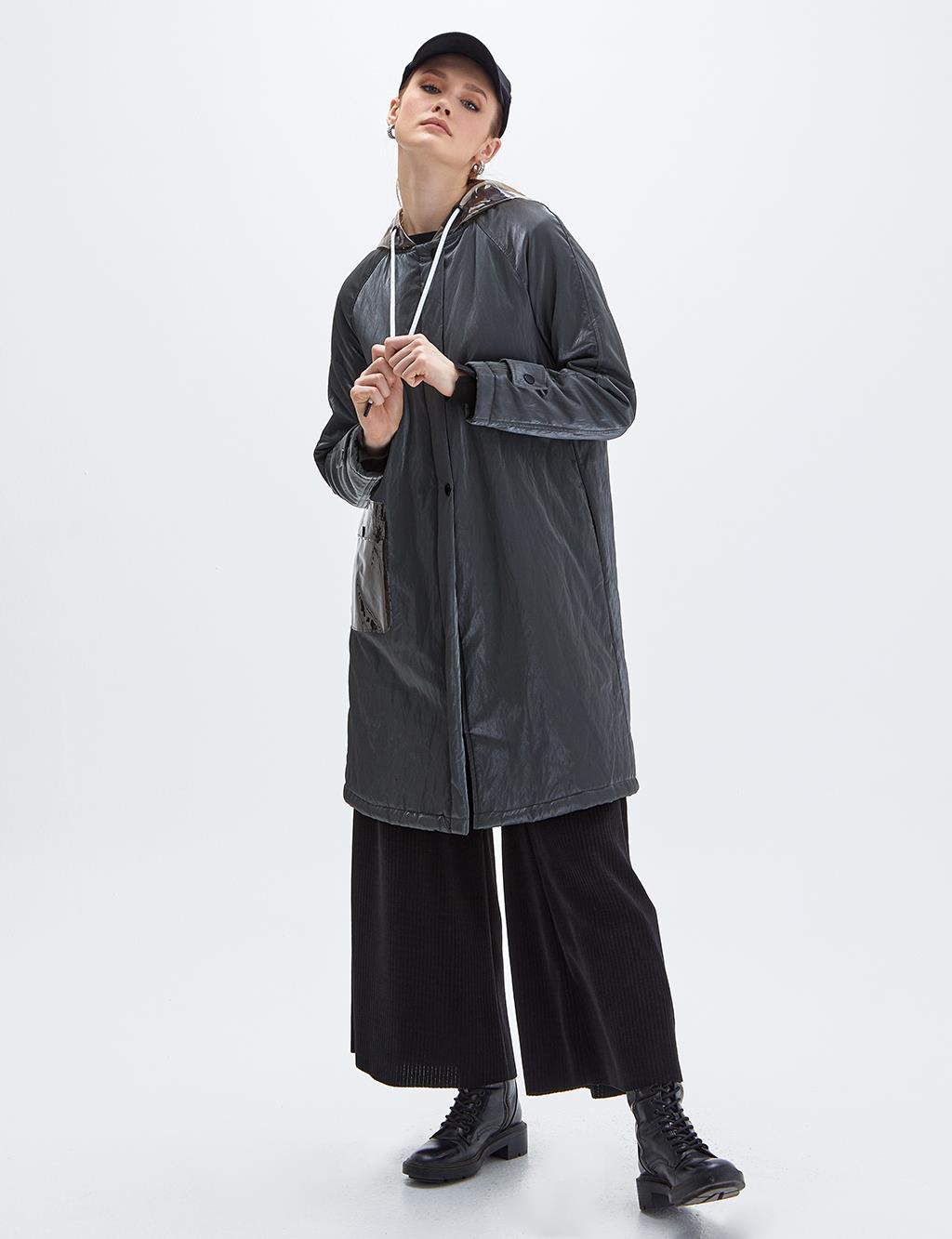 Hooded Trench Coat Anthracite