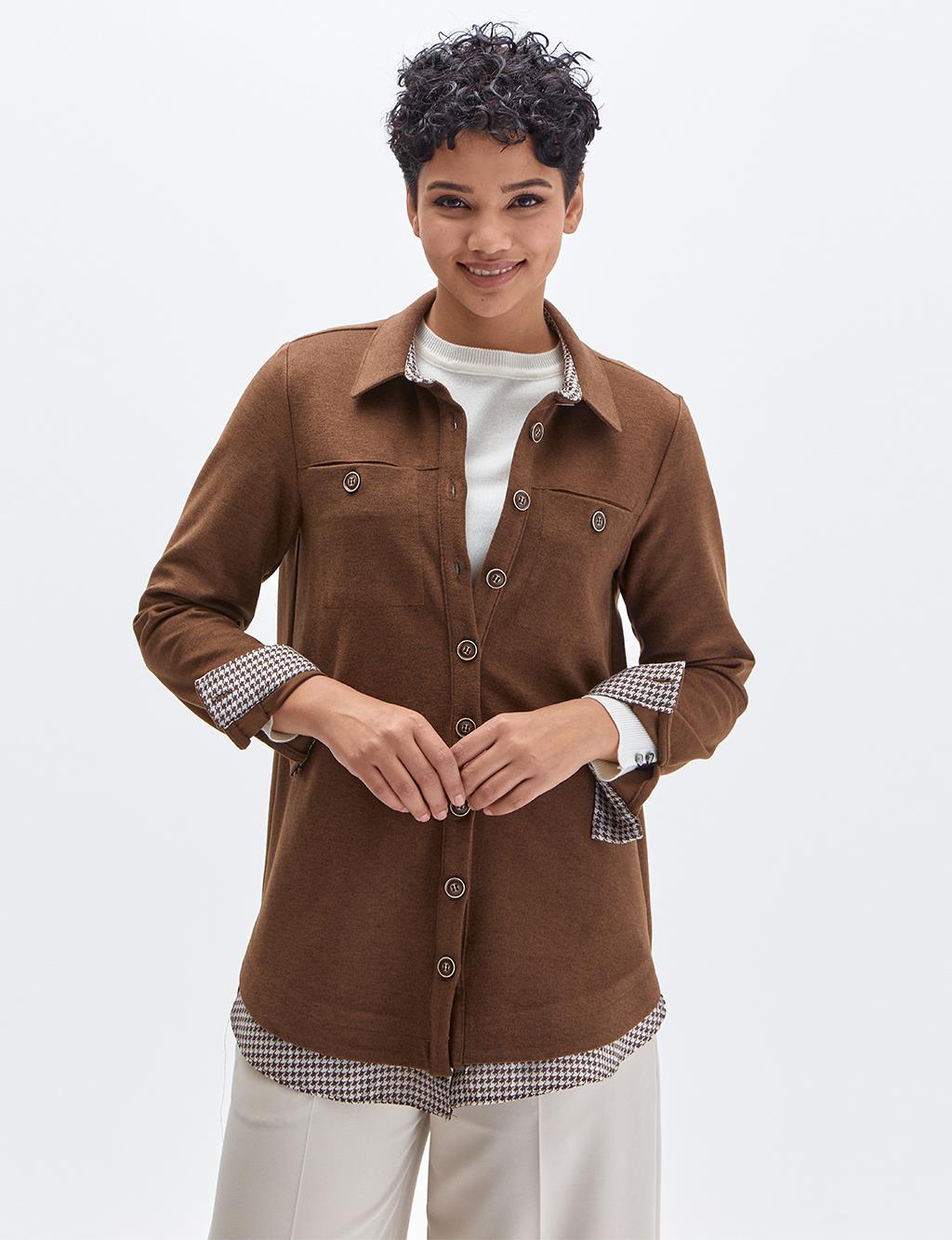 Double Pocket Layered Tunic Brown