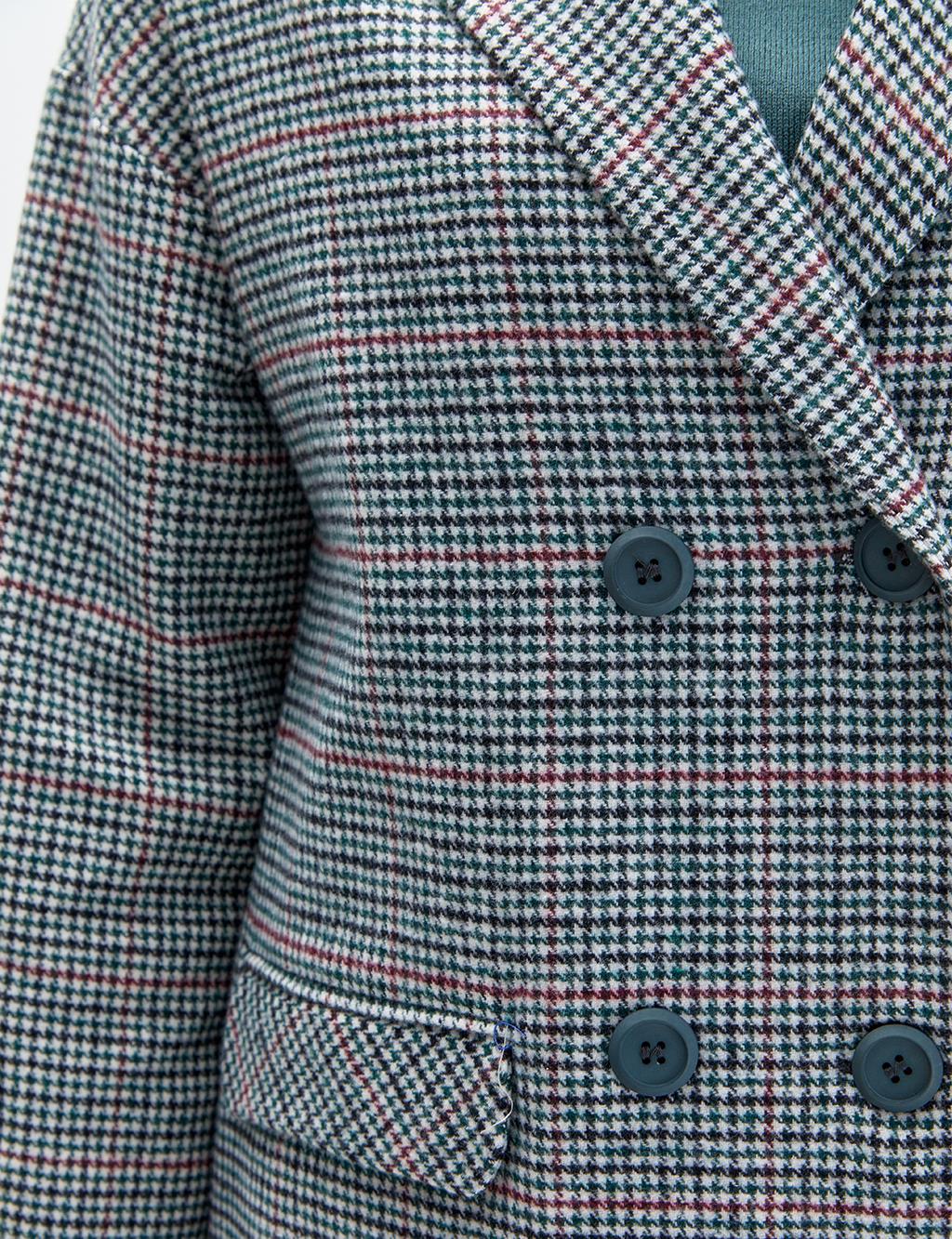 Houndstooth Patterned Coat Smoke Green