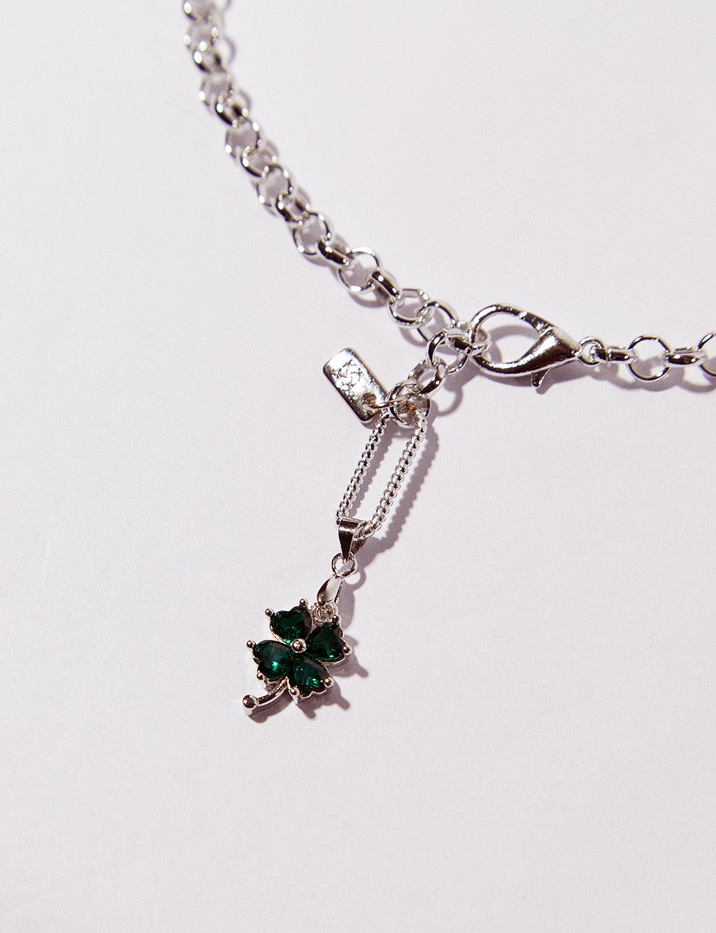 Clover Figured Chain Necklace Silver