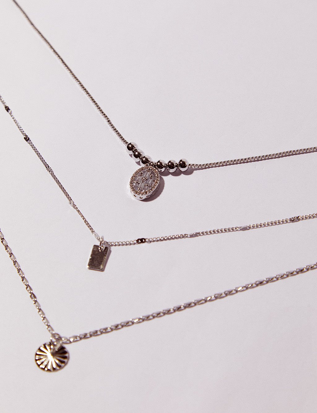 Triple Charm Necklace Silver