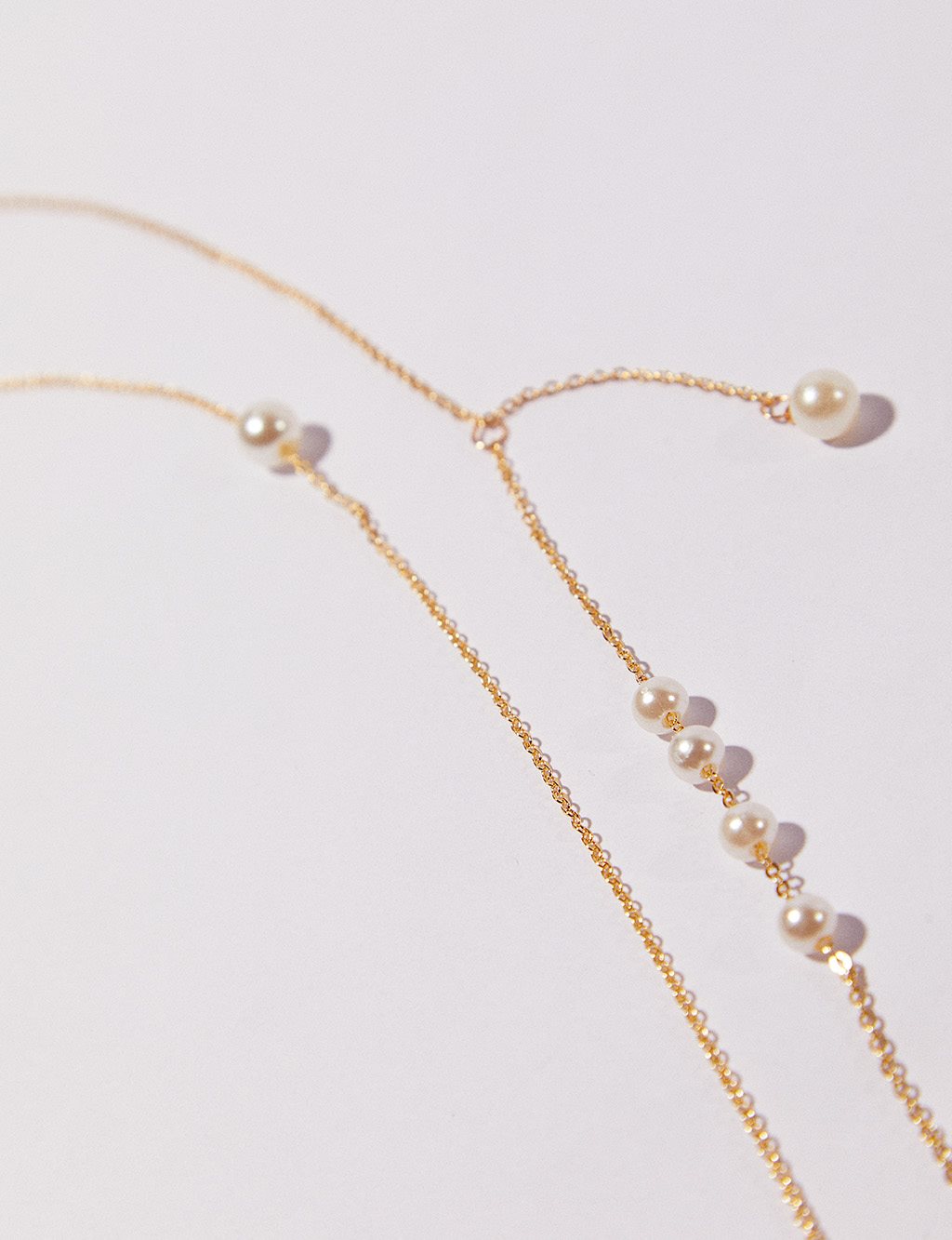 Double Pearl Necklace Gold
