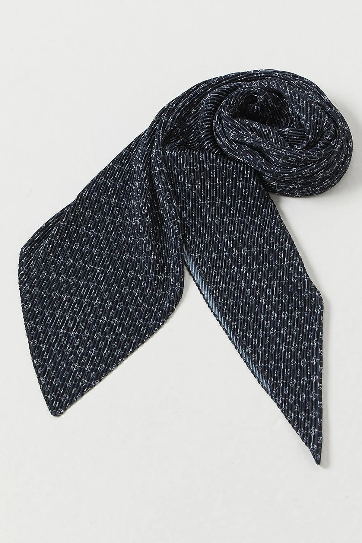 Hexagonal Monogram Pleated Scarf Navy