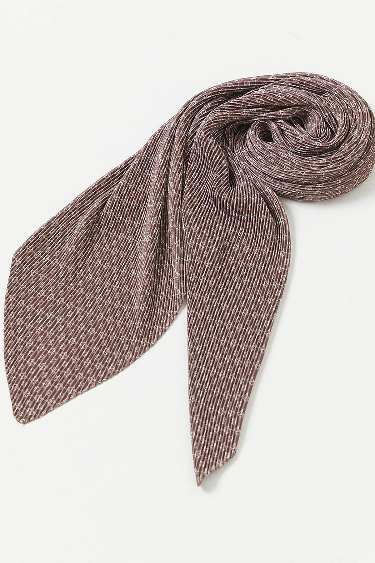 Hexagonal Monogram Pleated Scarf Milky Brown