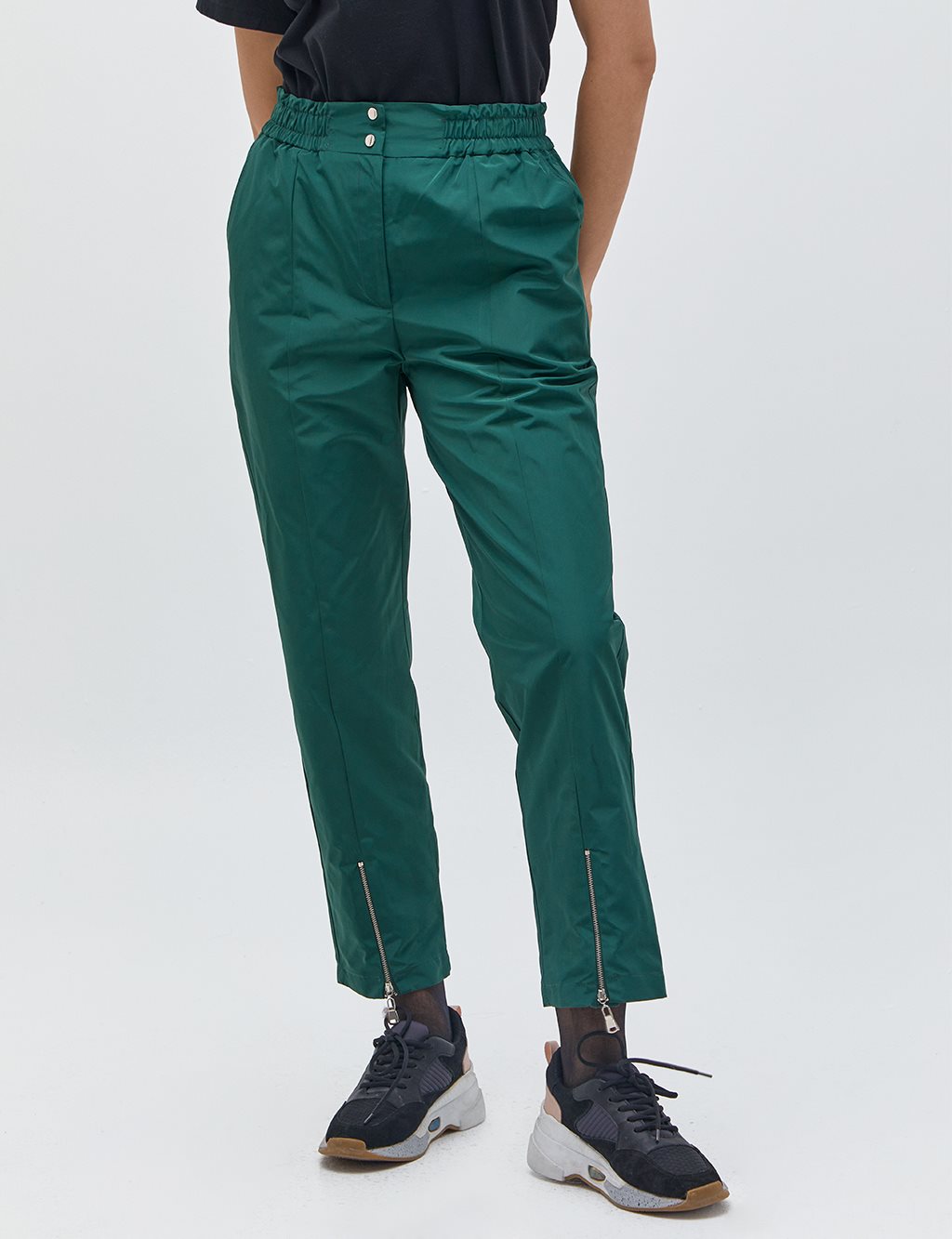Zippered Leg Pants Green
