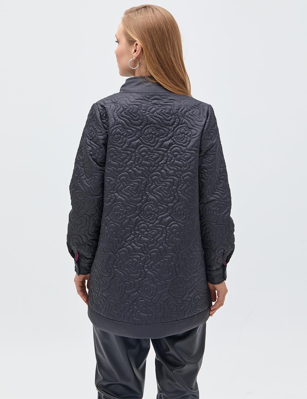 Abstract Stitch Pattern Jacket Black