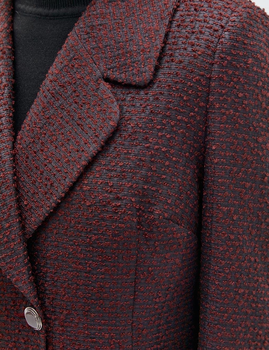 Tweed Blazer Jacket Bronze Brown
