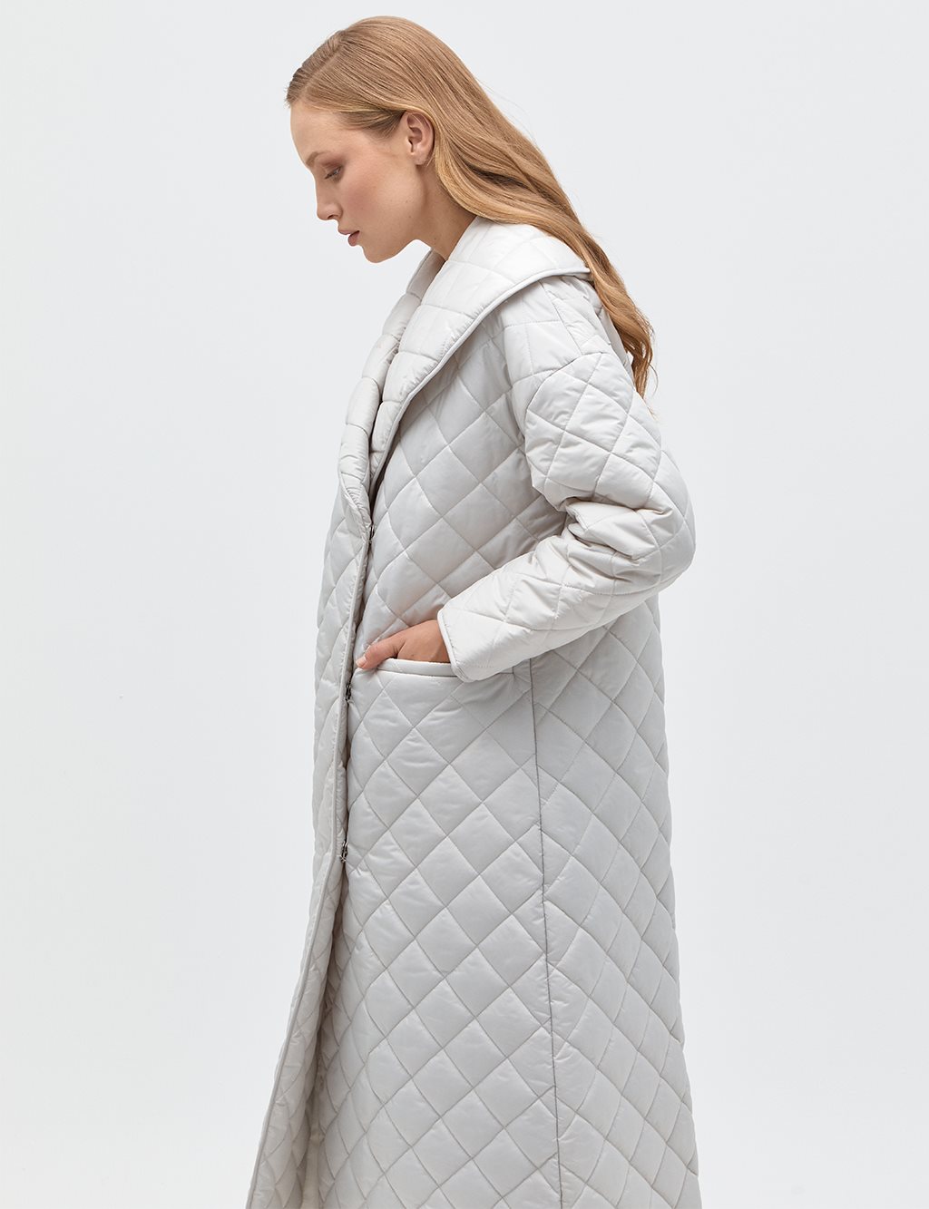 Quilted Inflatable Coat Light Grey