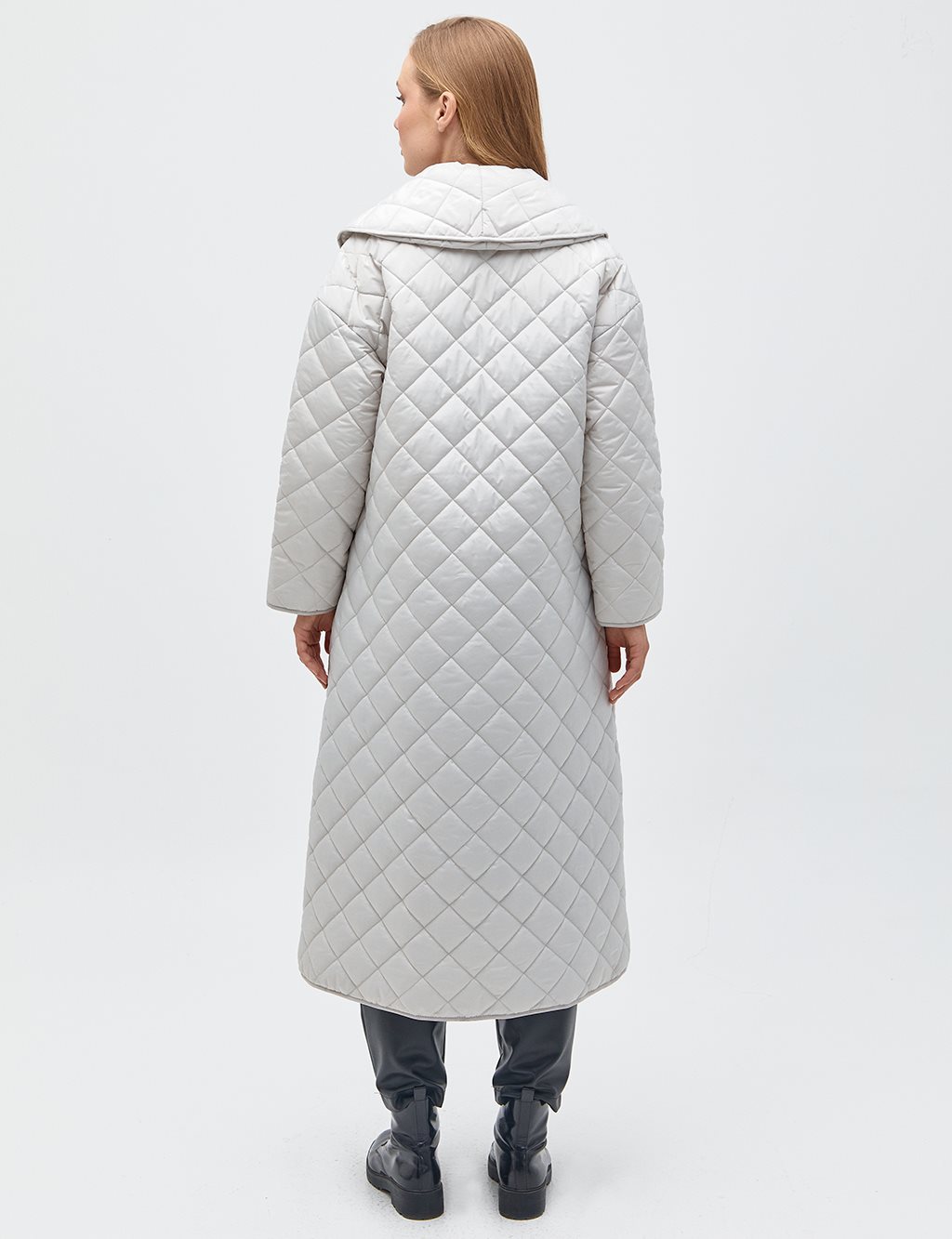 Quilted Inflatable Coat Light Grey