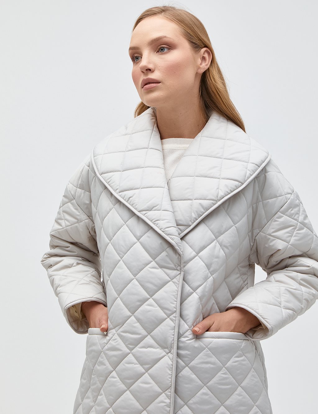 Quilted Inflatable Coat Light Grey