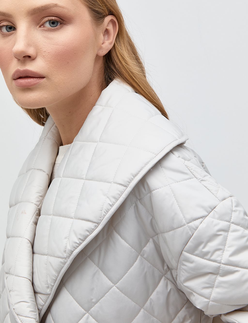 Quilted Inflatable Coat Light Grey